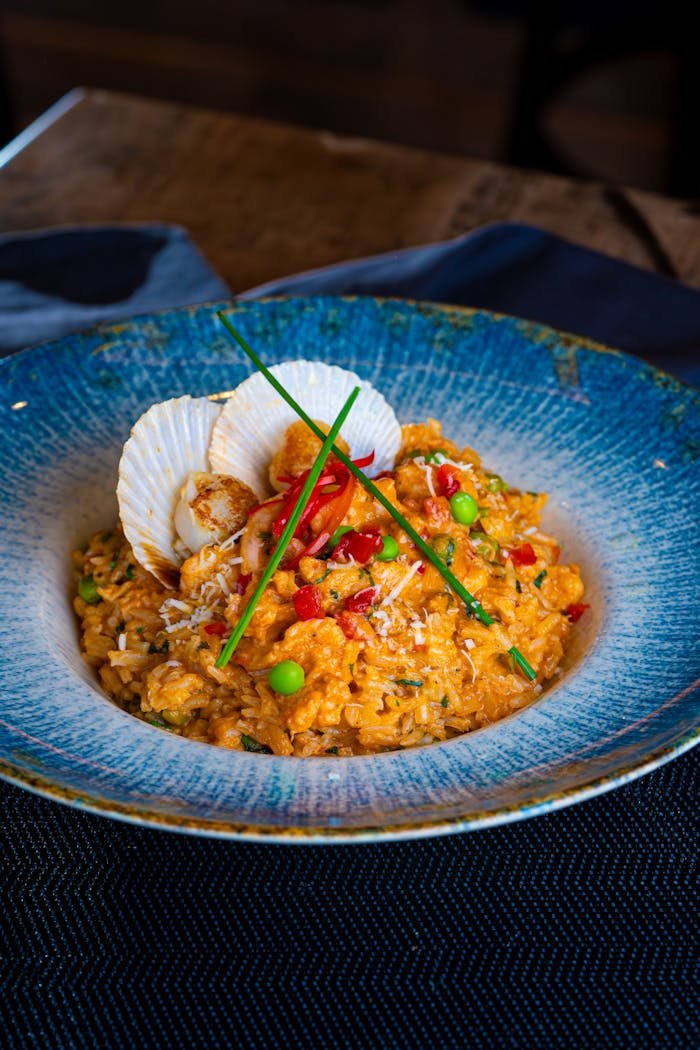 Delicious Seafood Paella with Scallops